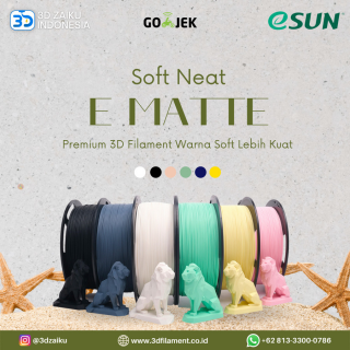 eSUN PLA Matte Premium 3D Filament Warna Soft Neat Winding Lebih Kuat - CLEARANCE STOCK